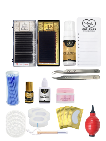 Σετ επέκτασης βλεφαρίδων για αρχάριους GLG Lashes Basic Kit